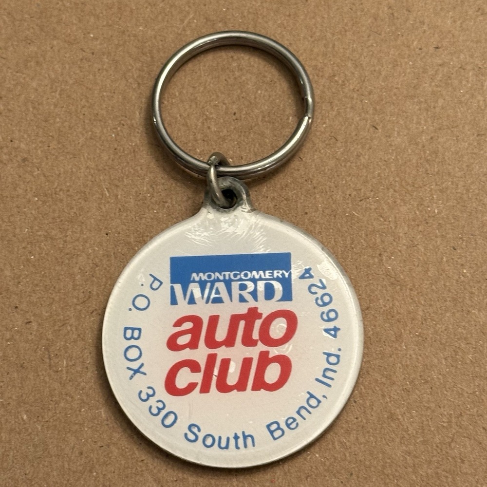 Montgomery Ward Auto Club South Bend Indiana Round Keychain Drop Box VTG